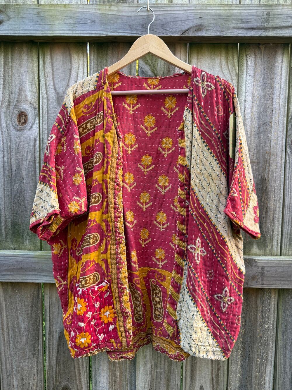 Kantha Patchwork Cotton Kimono Jacket